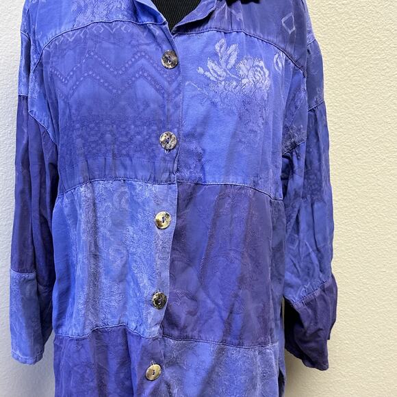 VTG Citron Santa Monica Women's Small Purple Patchwork Design Boho Blouse Top - Picture 4 of 14